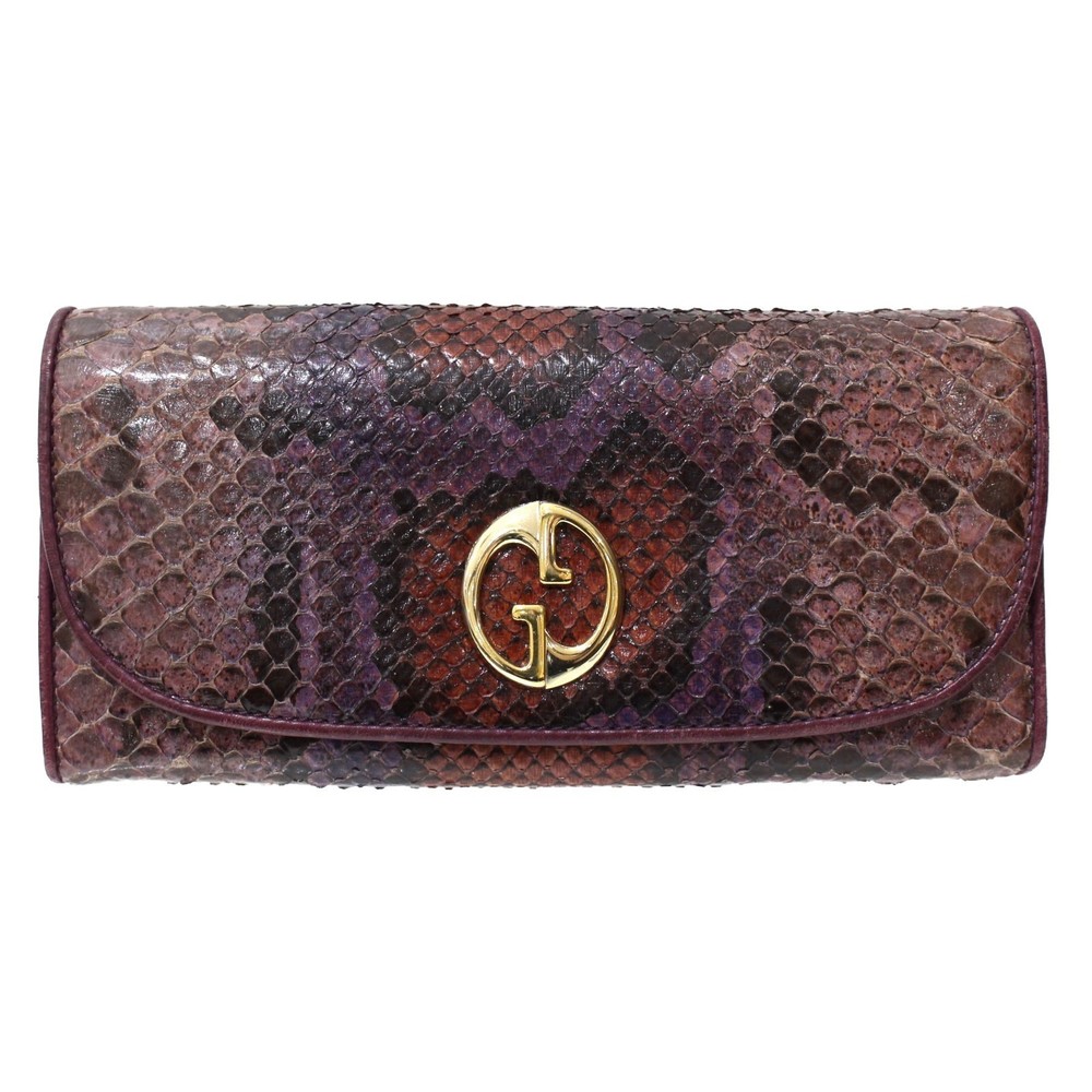 Gucci Double Gg Continental Python Wallet Purple … - image 1